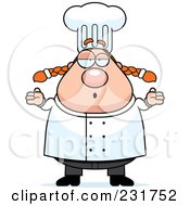 Royalty Free RF Clipart Illustration Of A Careless Female Chef Shrugging