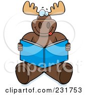 Poster, Art Print Of Big Moose Sitting And Reading