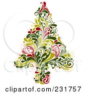Royalty Free RF Clipart Illustration Of A Red And Green Flourish Christmas Tree