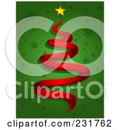 Poster, Art Print Of Red Spiral Ribbon Christmas Tree On Green