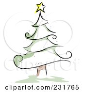 Poster, Art Print Of Sketched Christmas Tree With Green Accents