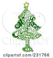 Poster, Art Print Of Green Word Christmas Tree