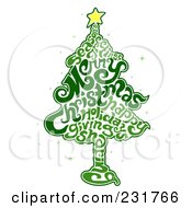 Royalty Free RF Clipart Illustration Of A Green Word Christmas Tree