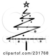 Royalty Free RF Clipart Illustration Of A Black And Gray Zig Zag Christmas Tree