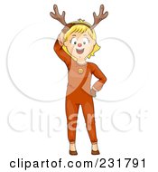 Poster, Art Print Of Christmas Girl In A Reindeer Costume