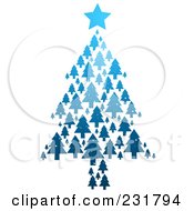 Poster, Art Print Of Blue Christmas Tree Formed Of Blue Evergreens