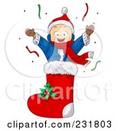 Poster, Art Print Of Christmas Boy In A Stocking