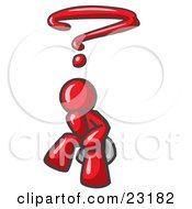 Clipart Illustration Of A Confused Red Business Man With A Questionmark Over His Head