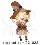 Poster, Art Print Of Thanksgiving Boy In A Pilgrim Outfit