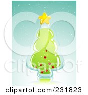 Royalty Free RF Clipart Illustration Of A Glass Christmas Tree Over Blue by BNP Design Studio