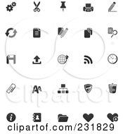 Poster, Art Print Of Digital Collage Of Office Icons In Black And White