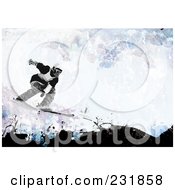 Poster, Art Print Of Grungy Skier Background With Copyspace