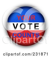Royalty Free RF Clipart Illustration Of A Red White And Blue YOUR VOTE COUNTS Button by oboy #COLLC231871-0118