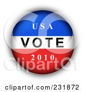 Royalty Free RF Clipart Illustration Of A Red White And Blue USA VOTE 2010 Button by oboy