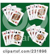 Poster, Art Print Of King Playing Cards On Green - 3