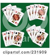 Poster, Art Print Of Queen Playing Cards On Green - 3