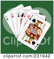 Royalty Free RF Clip Art Illustration Of Full Jacks And Aces On Green by Frisko