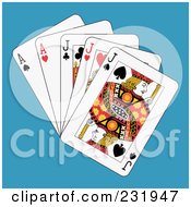 Royalty Free RF Clipart Illustration Of Full Jacks And Aces On Blue by Frisko