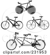 Poster, Art Print Of Digital Collage Of Black And White Bicycles - 2