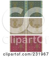 Poster, Art Print Of Digital Collage Of Green Taupe And Red Wallpaper Designs