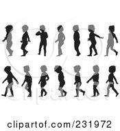 Royalty Free RF Clipart Illustration Of A Digital Collage Of Black And White Children Walking by Frisko