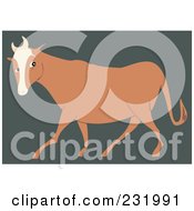Royalty Free RF Clipart Illustration Of A Walking Steer On Green