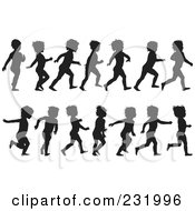 Royalty Free RF Clipart Illustration Of A Digital Collage Of Black And White Children Running by Frisko
