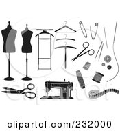 Poster, Art Print Of Digital Collage Of Black And White Sewing Items