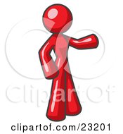 Clipart Illustration Of A Red Woman With One Arm Out