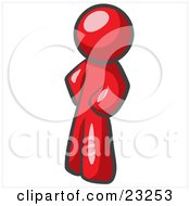 Clipart Illustration Of A Red Man Standing With His Hands On His Hips