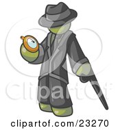 Olive Green Businessman Checking His Pocket Watch