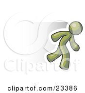 Clipart Illustration Of A Speedy Olive Green Business Man Running