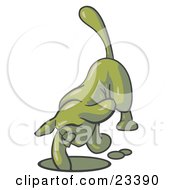 Clipart Illustration Of An Olive Green Tick Hound Dog Digging A Hole