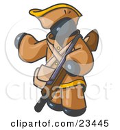 Poster, Art Print Of Navy Blue Man In Hunting Gear Carrying A Rifle