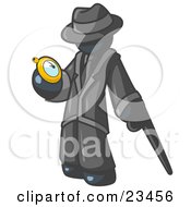 Poster, Art Print Of Navy Blue Businessman Checking His Pocket Watch