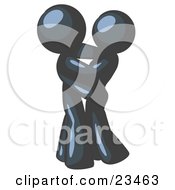 Clipart Illustration Of A Navy Blue Man Gently Embracing His Lover Symbolizing Marriage And Commitment