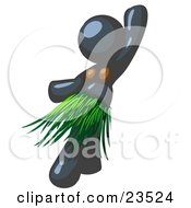 Clipart Illustration Of A Navy Blue Hula Dancer Woman In A Grass Skirt And Coconut Shells Performing At A Luau by Leo Blanchette