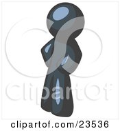 Clipart Illustration Of A Navy Blue Man Standing With His Hands On His Hips by Leo Blanchette