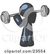 Poster, Art Print Of Navy Blue Man Lifting A Barbell While Strength Training