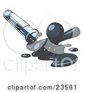 Clipart Illustration Of A Navy Blue Man Emerging From Spilled Chemicals Pouring Out Of A Glass Test Tube In A Laboratory by Leo Blanchette