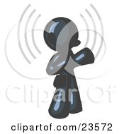Clipart Illustration Of A Navy Blue Customer Service Representative Taking A Call With A Headset In A Call Center