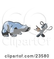 Clipart Illustration Of A Navy Blue Man Holding A Stool And Whip While Taming A Bear Bear Market