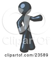 Clipart Illustration Of A Navy Blue Woman With One Arm Out by Leo Blanchette