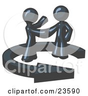 Navy Blue Salesman Shaking Hands With A Client While Making A Deal by Leo Blanchette