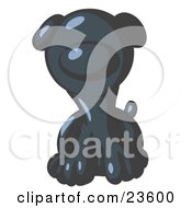 Clipart Illustration Of A Cute Navy Blue Puppy Dog Looking Curiously At The Viewer