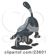 Clipart Illustration Of A Navy Blue Tick Hound Dog Digging A Hole