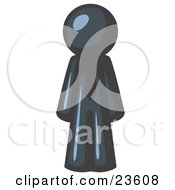 Clipart Illustration Of A Navy Blue Business Man Wearing A Tie Standing With His Arms At His Side by Leo Blanchette