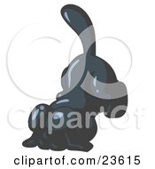 Clipart Illustration Of A Scared Navy Blue Tick Hound Dog Covering His Head With His Front Paws