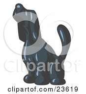 Poster, Art Print Of Navy Blue Tick Hound Dog Howling Or Sniffing The Air