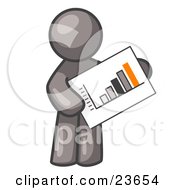 Poster, Art Print Of Gray Man Holding A Bar Graph Displaying An Increase In Profit